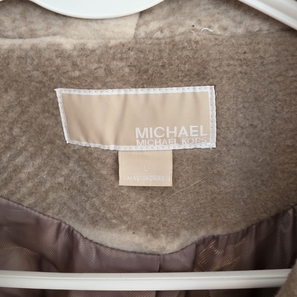 Michael Kors Camel Plaid Pea Coat - Picture 2 of 3